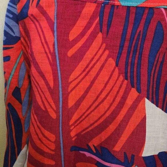 Magaschoni 100% Spun Luxe Linen Tropical Midi Skirt Size M - Picture 4 of 5